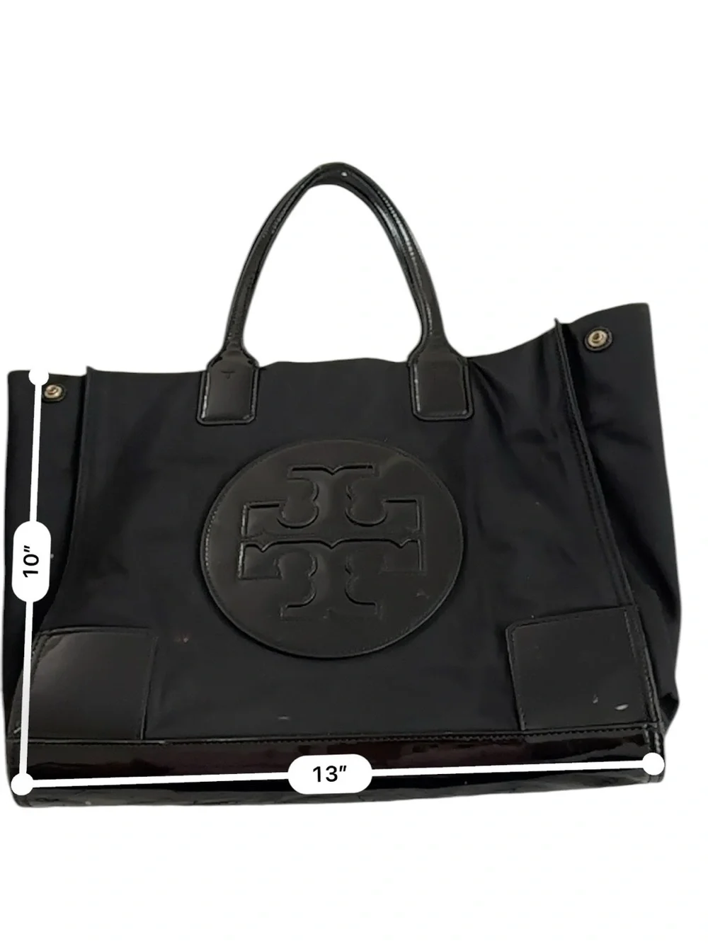 Tory Burch Black Patent Trim Logo Tote